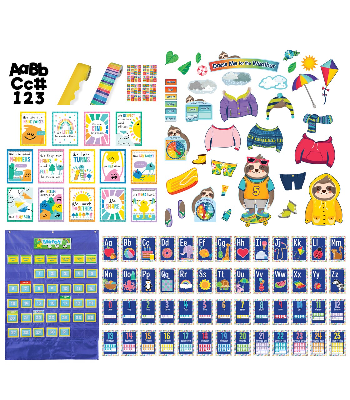 Carson Dellosa 462 Pc. Preschool Classroom Decorations Bundle, Classroom Calendar, Weather, Alphabet, and Number Bulletin Board Sets, Classroom Borders, Bulletin Board Letters, Posters, and Stickers
